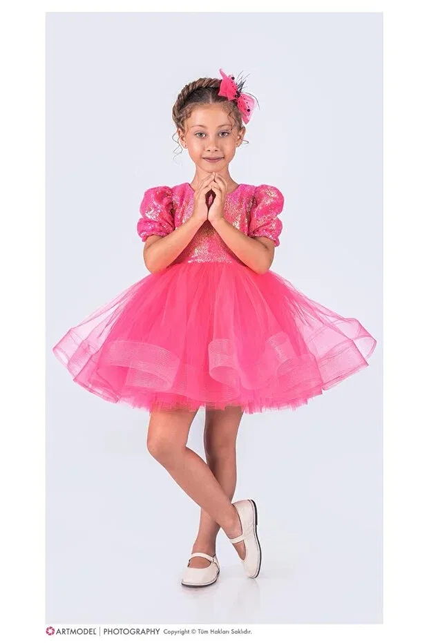 Детское платье для девочек с пайетками Ballerina model sequin sequin girl's dress Generic Brands, Pink