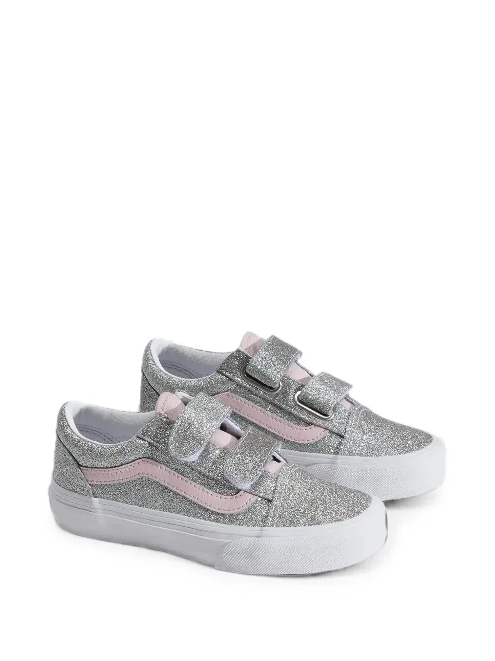 Кроссовки на липучках с эффектом блеска Vans Kids, серебряный
