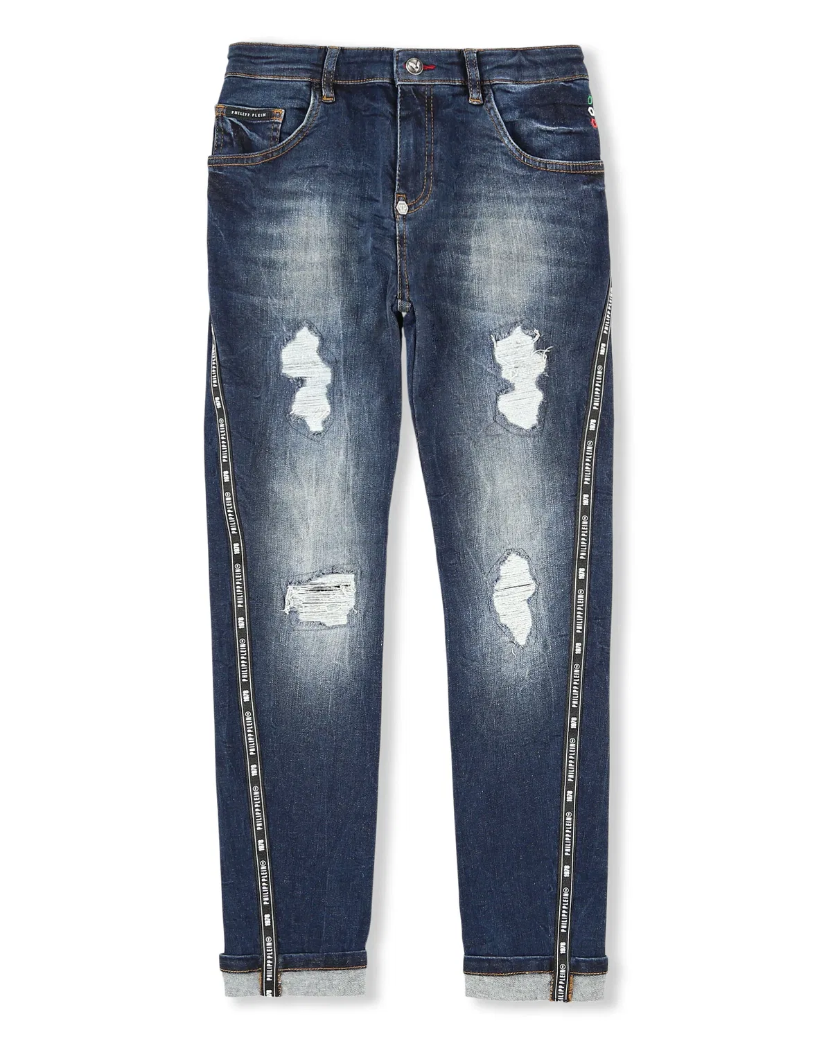 Детские джинсы с принтом черепа Skull PHILIPP PLEIN, Viciousblue