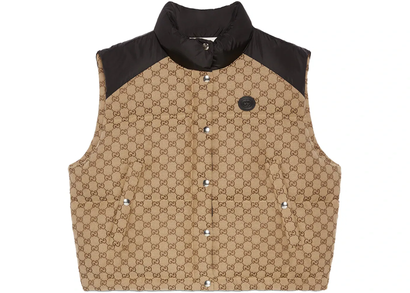 Женский стеганый жилет Gucci GG Cotton Canvas, кэмел/коричневый