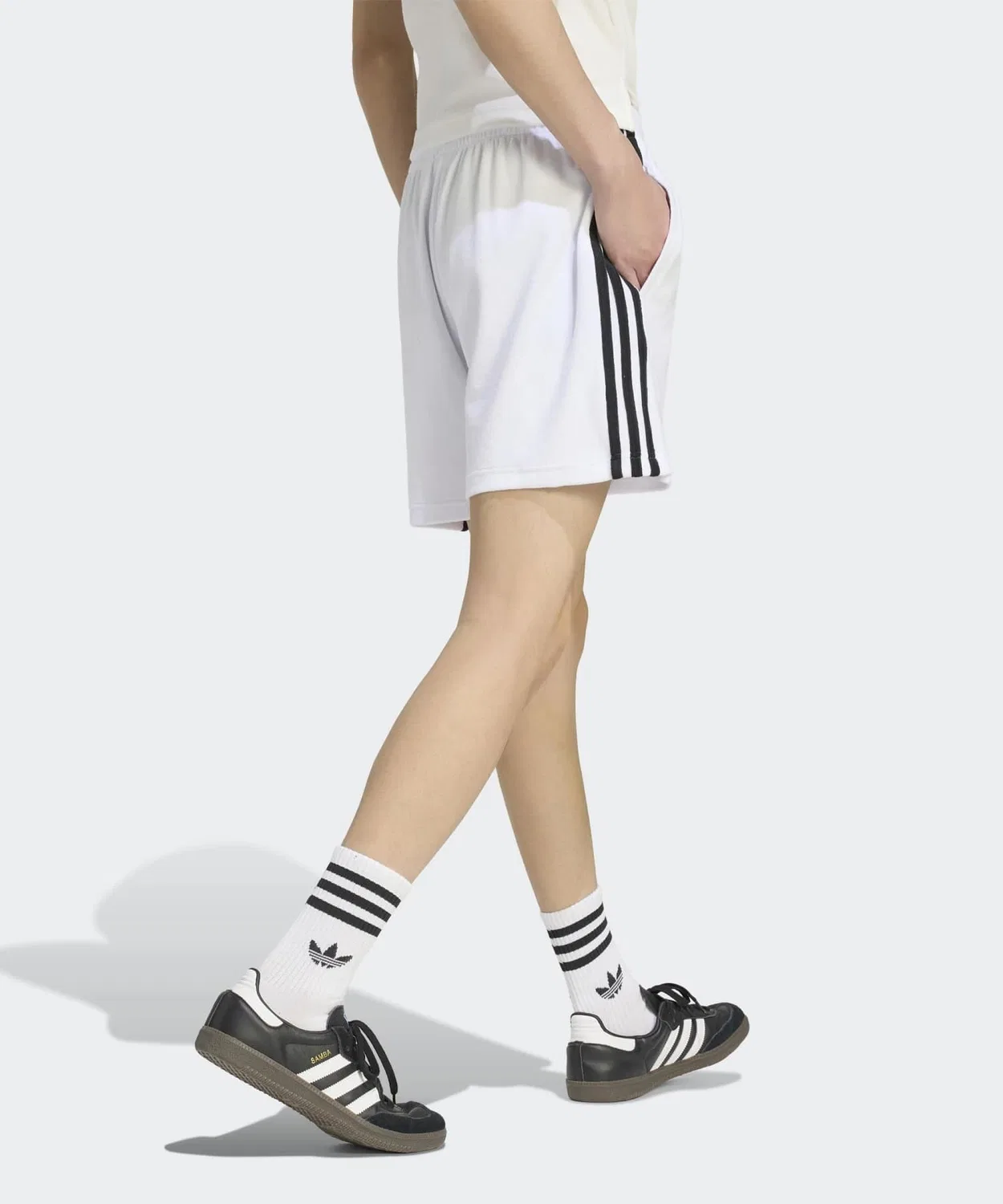 Мужские шорты из махровой ткани свободного кроя Adidas Originals, Белый — фото 4