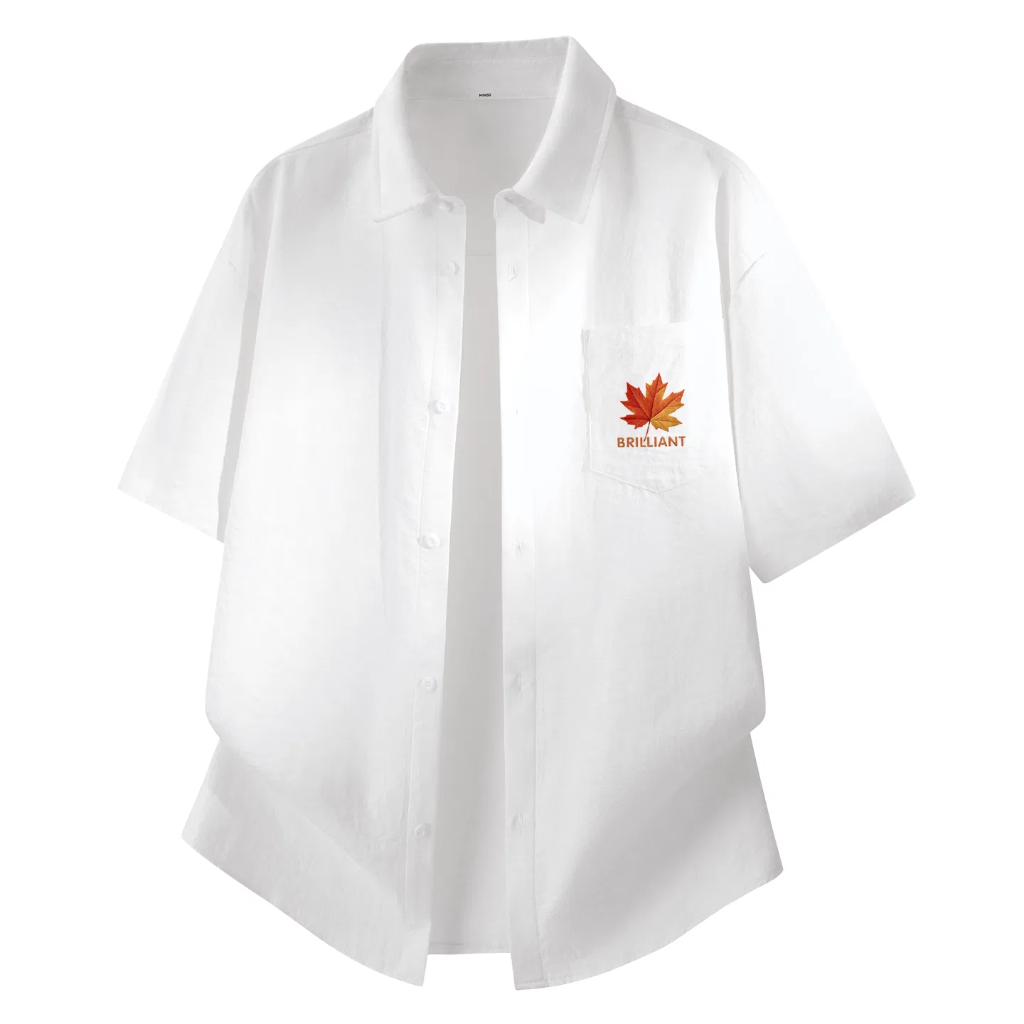 Детская рубашка с принтом Ice Silk Quick Dry Khaki Ma Gradient Maple Leaf Chest Logo MINISO, Ice Silk Quick Dry Khaki Ma Gradient Maple Leaf Chest Logo — фото 3