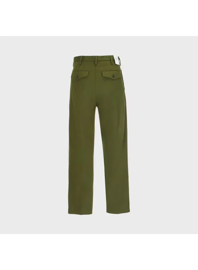 Брюки свободные прямые хлопковые Zara, темно-зеленый — фото 3