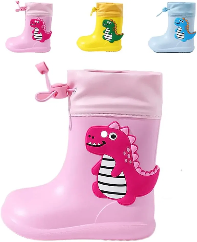 Детские дождевые сапоги с эластичной манжетой Drecage, Pink Dino