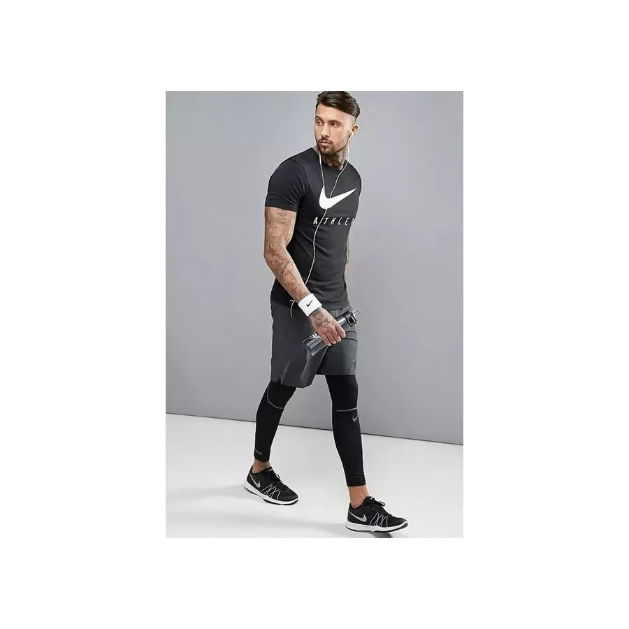 Футболка спортивная с коротким рукавом Dri-Fit Training Swoosh Nike, Черный — фото 3
