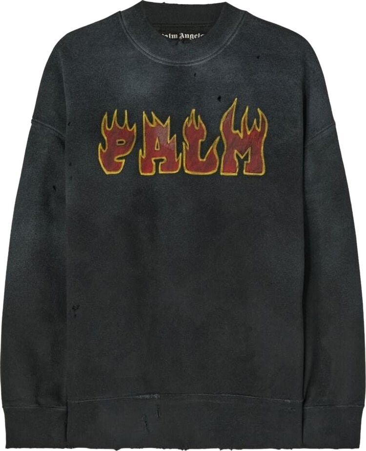 

Толстовка Palm Angels Logo Flames Vintage Crew 'Black/Red', черный