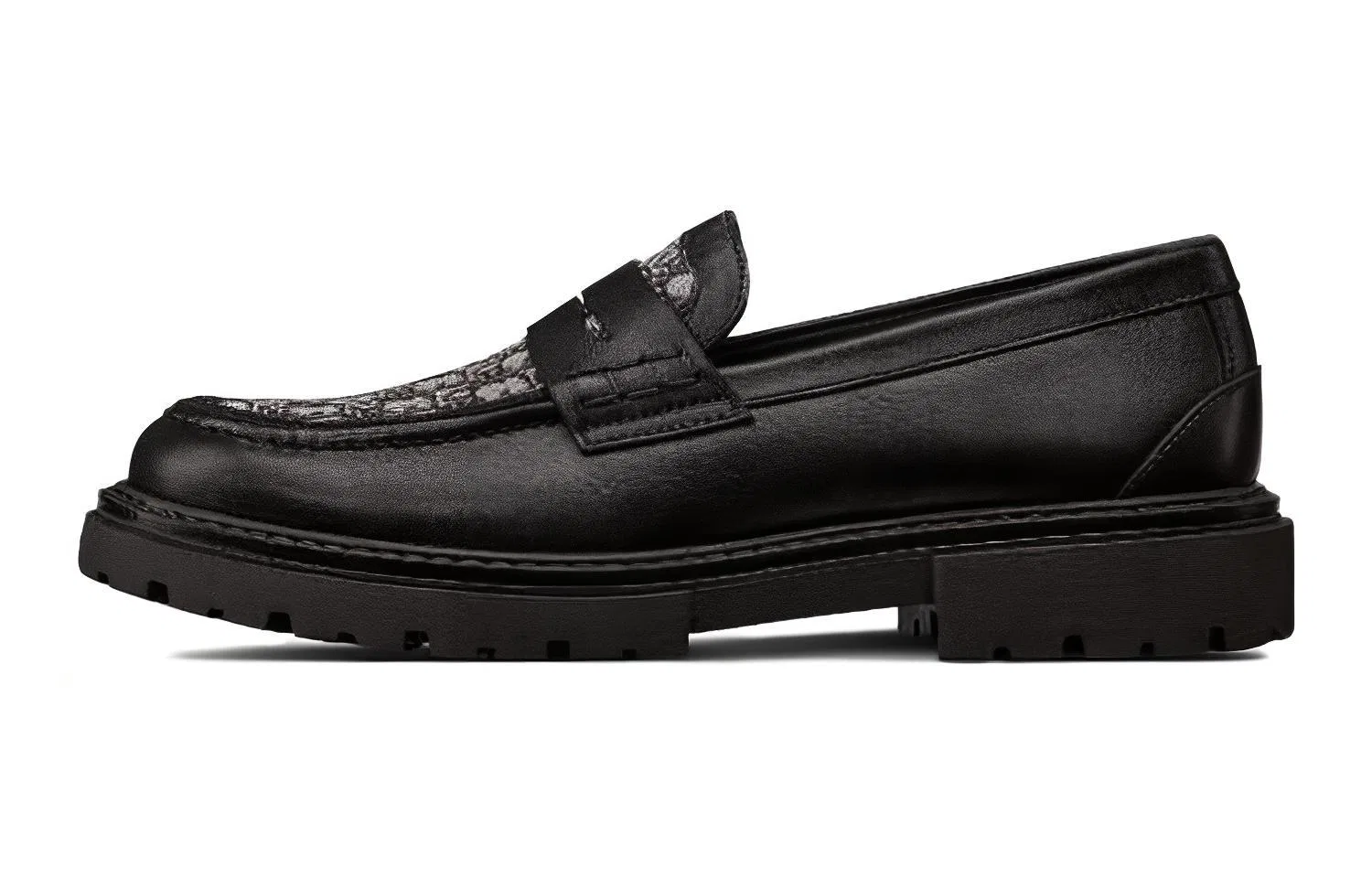 Детские кожаные туфли-лоферы с принтом Dior Oblique, модель Low top, DIOR, Black
