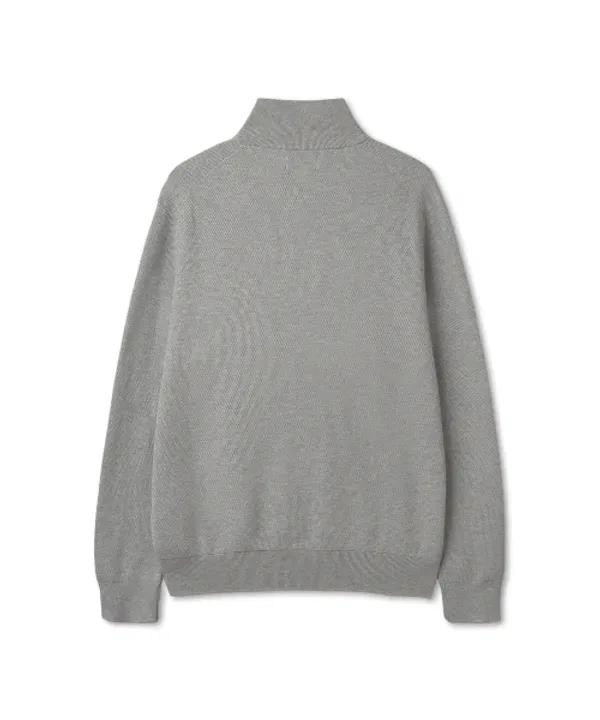 Свитер с четверть-застежкой, хлопковый, Polo Ralph Lauren, серый — фото 2