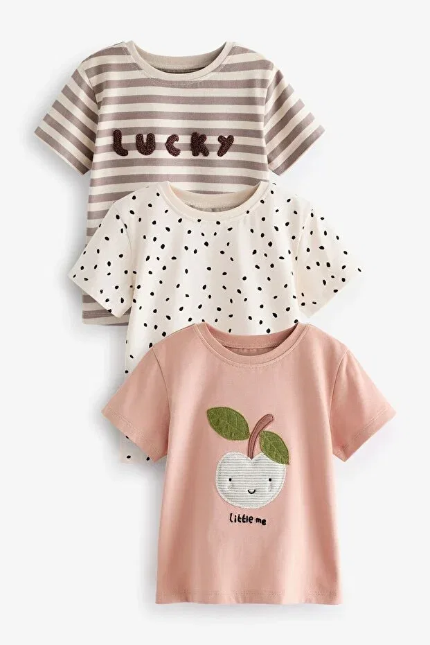 Детский комплект футболок с коротким рукавом с принтом яблоко Next Baby, Pastel