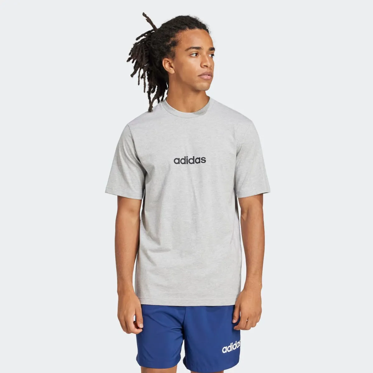 

Мужская футболка Essentials Linear Single Jersey adidas, серый
