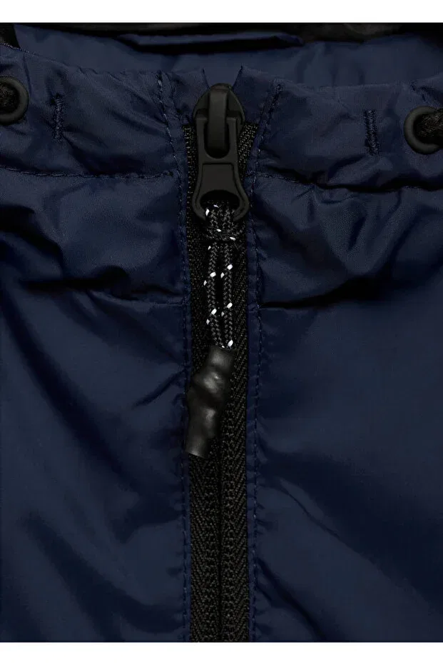 Детское пальто для девочек стеганое Mango Kids, Navy Blue — фото 4