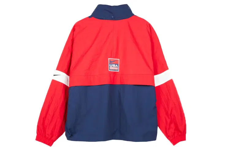 Худи с капюшоном Lab Swoosh Stripe Splicing Nike, красно-синий