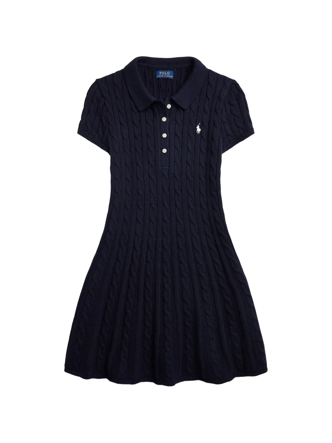 Платье-поло фактурной вязки синее Polo Ralph Lauren, синий
