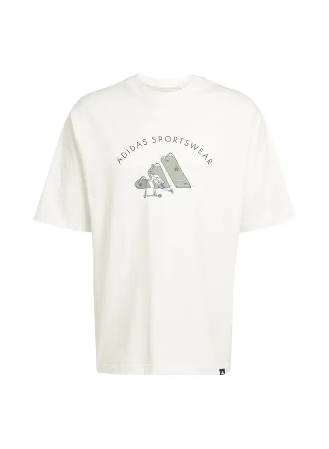 Футболка с принтом Codes doodle scooter Adidas, белый — фото 4