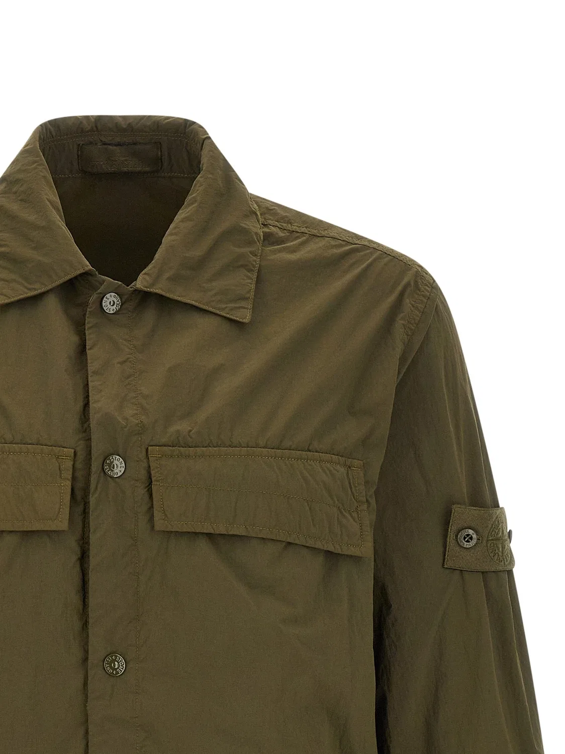 Рубашка-накидка с патчем Stone Island Ghost, зеленый — фото 3