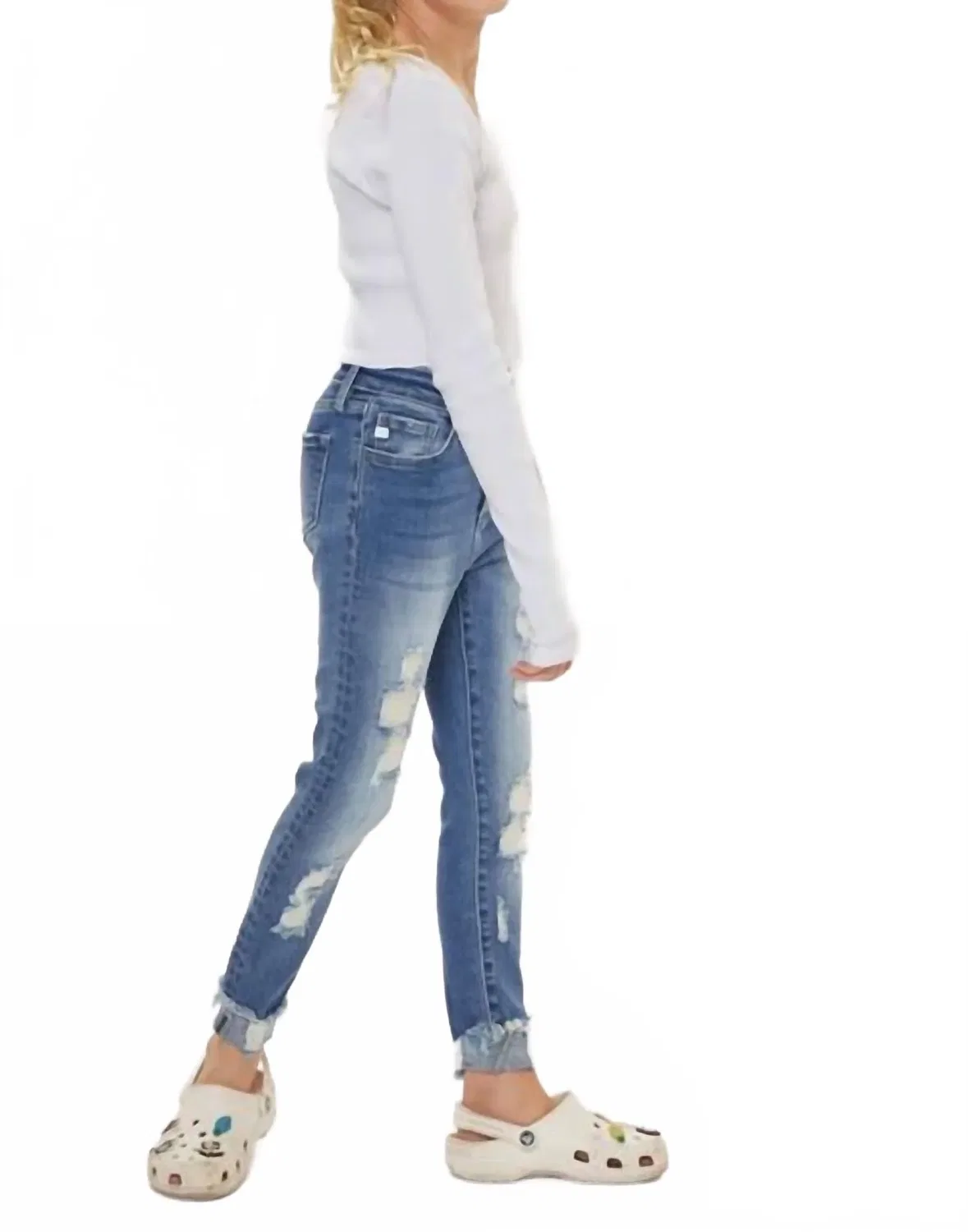 Детские джинсы для девочек с завышенной посадкой Samara Skinny Jeans KanCan, Medium Wash — фото 3