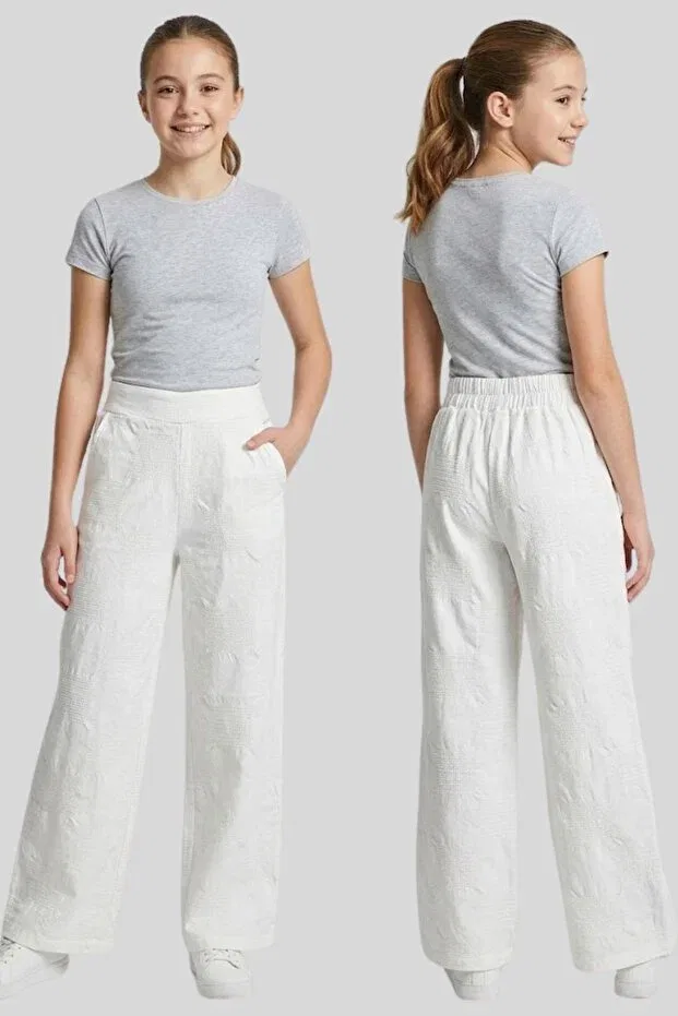 Детские брюки для девочек широкие белые Basics Ww Waka Waka Kids Store, White — фото 3