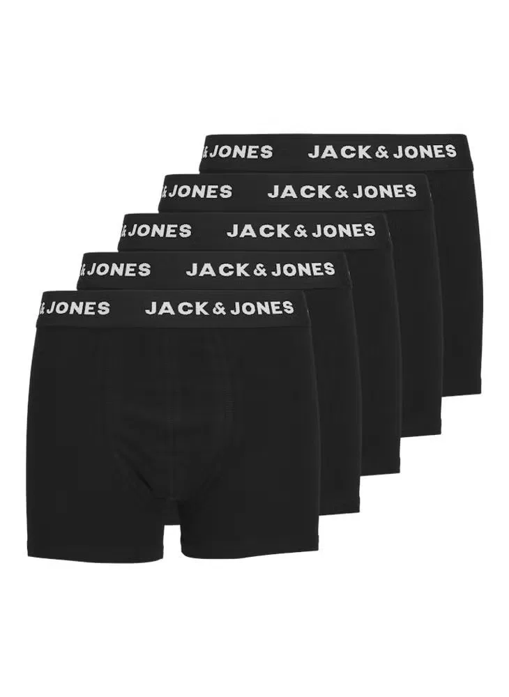 Трусы-боксеры хлопковые комплект из 5 штук Jack & Jones Junior, черный