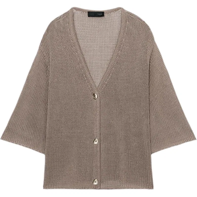 Женский джемпер с V-образным вырезом, Mink Brown, ZARA