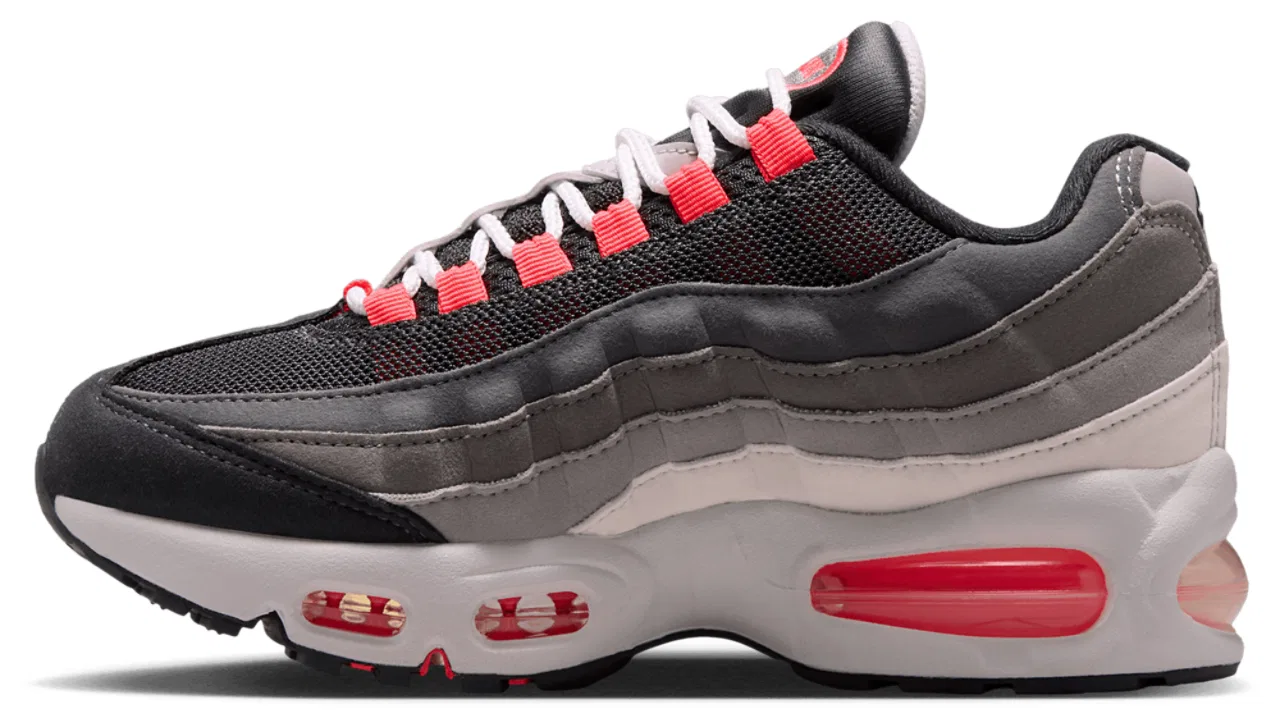 Детские кроссовки для мальчиков с амортизацией Air Max 95 Nike, Anthracite Solar Red — фото 2