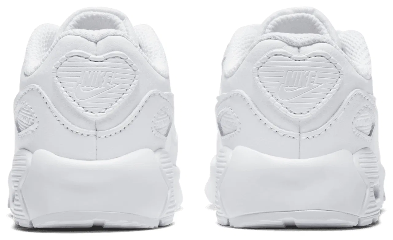 Детские кроссовки для мальчиков с кожаным верхом Air Max 90 Nike, White/White/Metallic Silver — фото 3