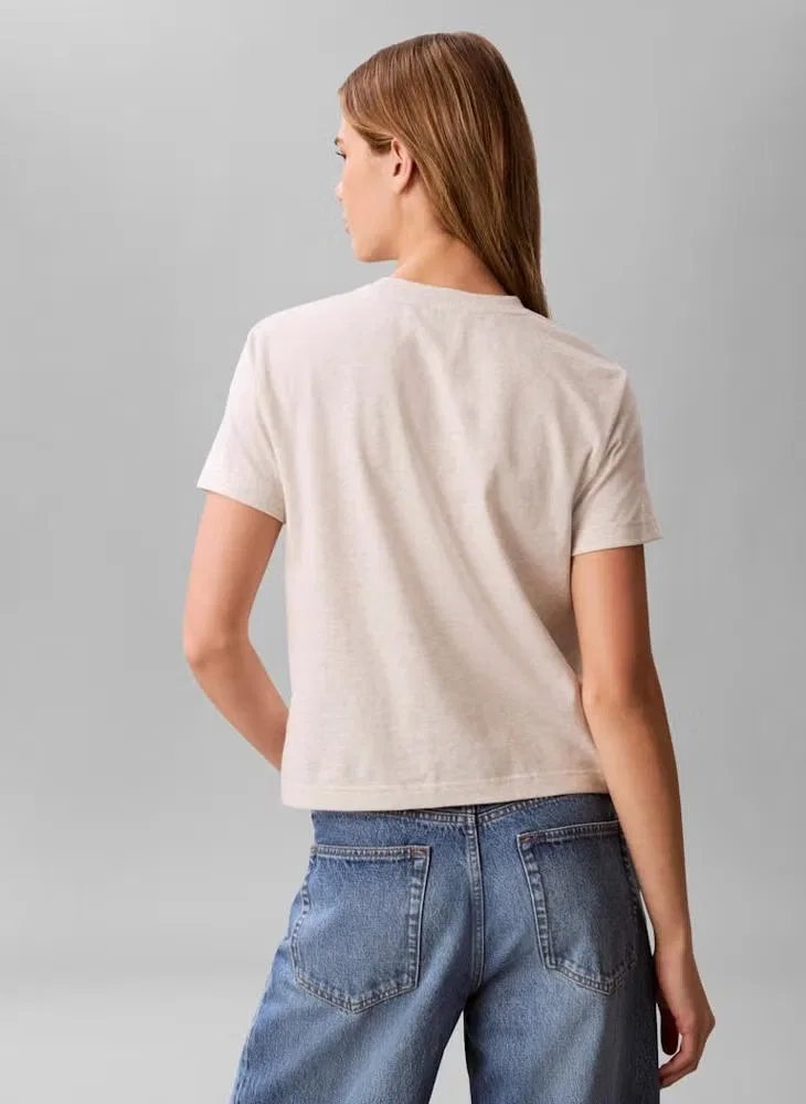 Футболка классическая с логотипом Calvin Klein, серая — фото 2