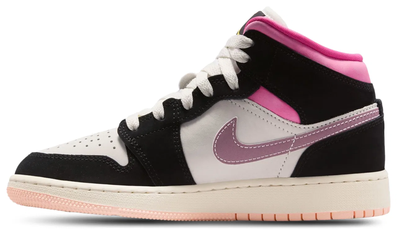 Кроссовки для девочек AJ 1 Mid SE Jordan, цвет Black/Gold/Pink — фото 2