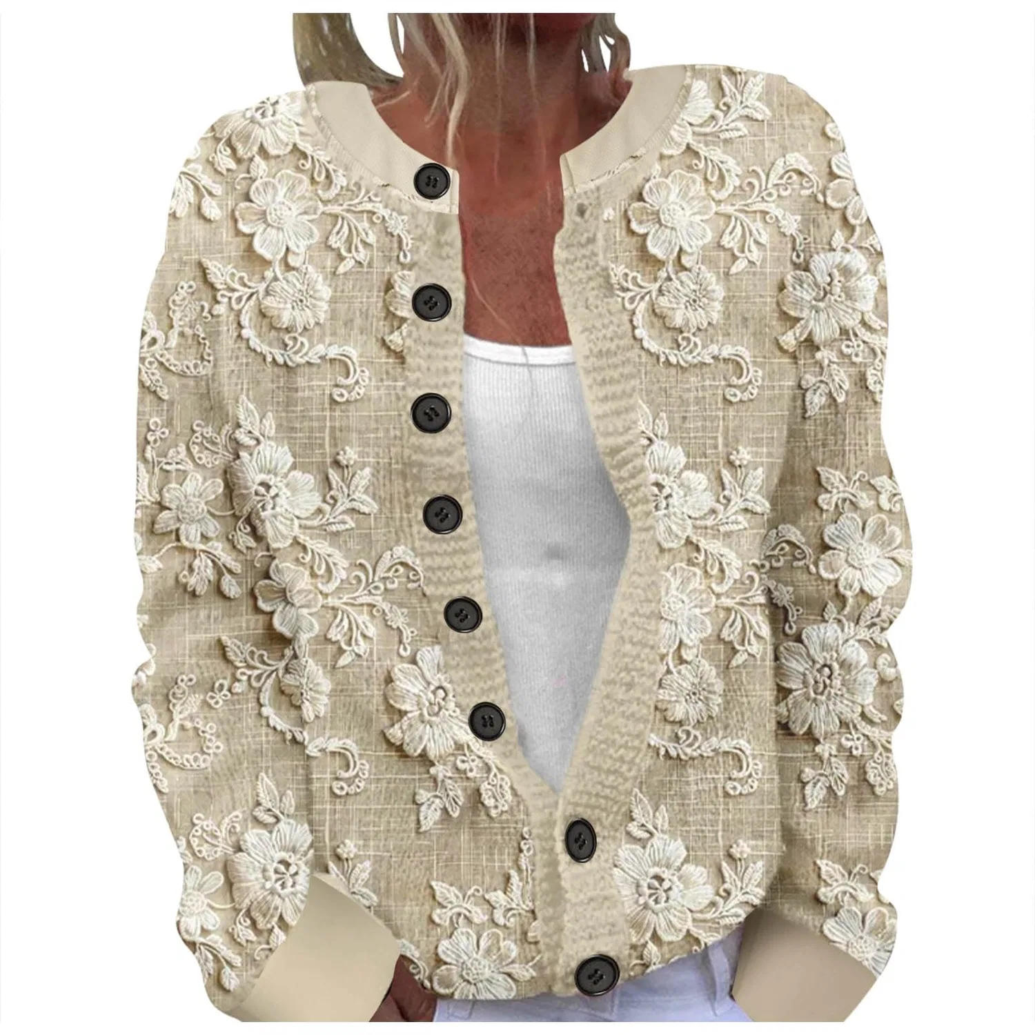Женский кардиган с новогодним принтом, Beige
