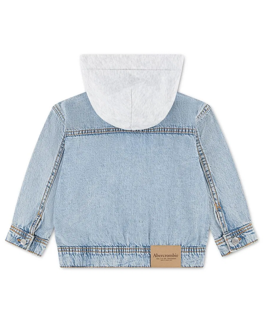 Детская джинсовая куртка с капюшоном, с длинным рукавом, 2T-5T abercrombie kids, Blue — фото 2