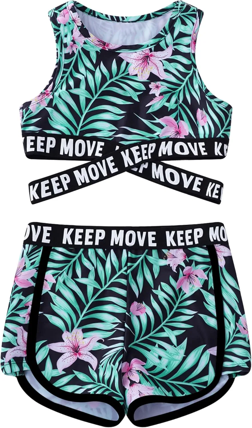 Детский спортивный комплект из топа и шорт YEAHDOR, Black Lily