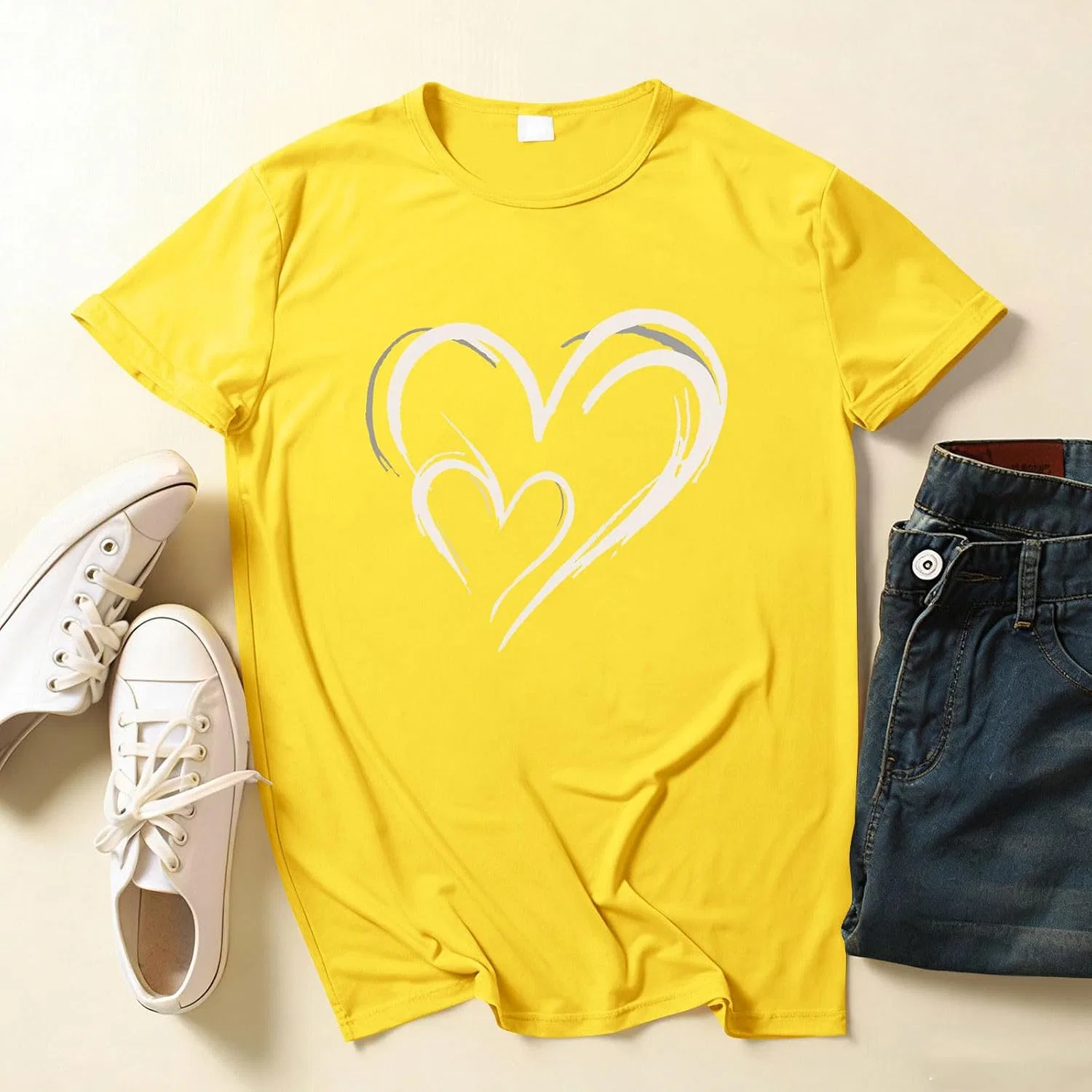 Женская футболка с сердцем Tie Dye Heart, Yellow — фото 2