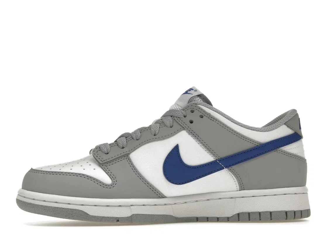 Детские кроссовки для мальчиков и девочек кожаные Nike Dunk Low, Wolf Grey Game Royal White — фото 3
