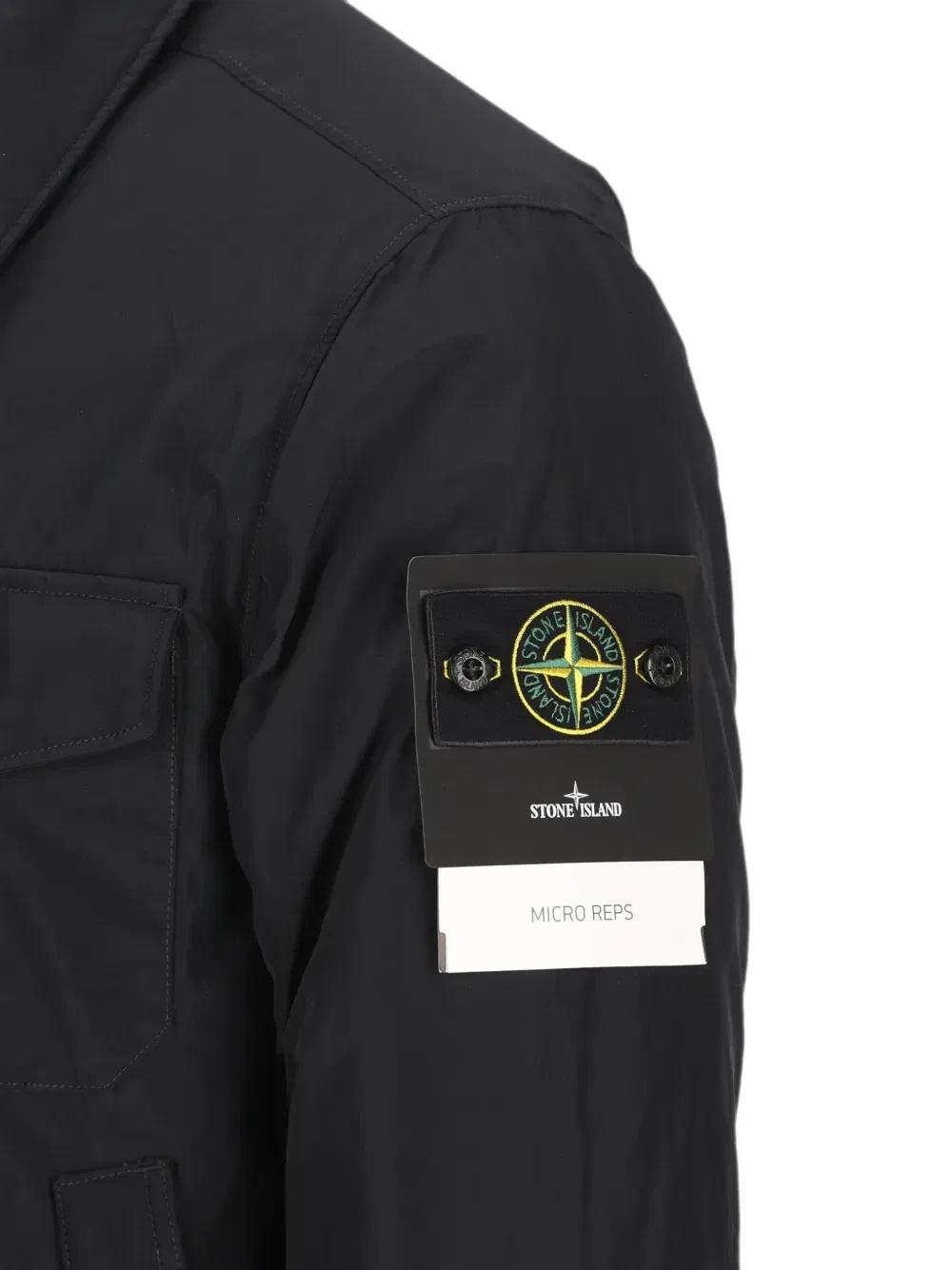Куртка-рубашка из микрофибры Micro Reps с нашивкой-логотипом Stone Island, черный — фото 4