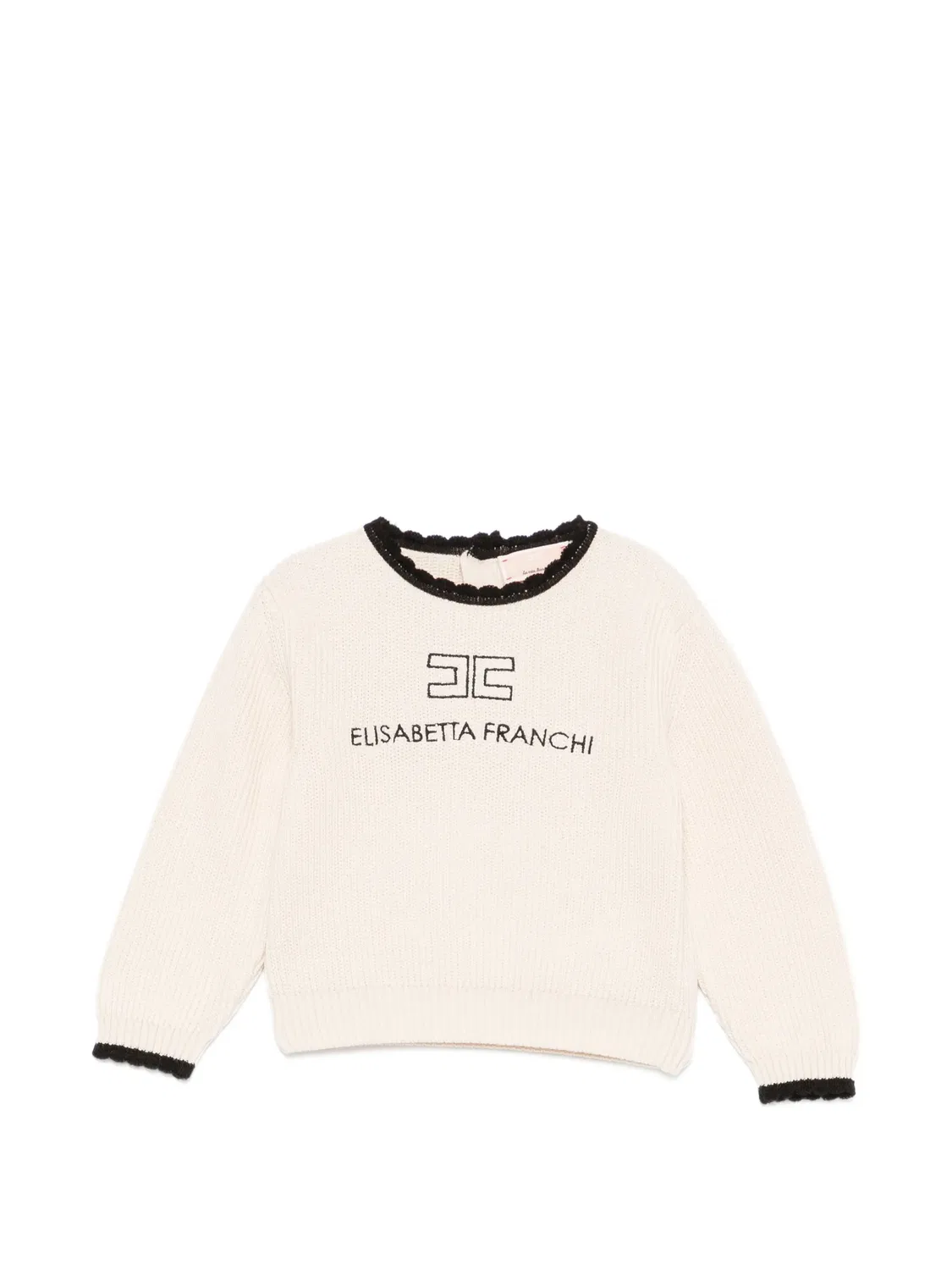 Свитер с вышитым логотипом Elisabetta Franchi La Mia Bambina, нейтральные цвета