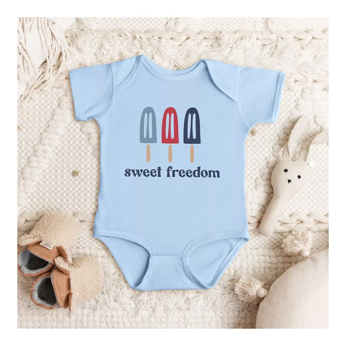 Детское боди для мальчиков с коротким рукавом Sweet Freedom Popsicles The Juniper Shop, Light Blue — фото 2
