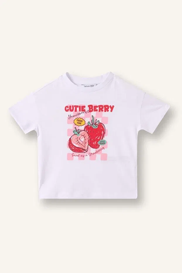 Детская футболка для девочек хлопковая Relax fit combed cotton short sleeve purple white t-shirt baby girl h8231a526sm Defacto, White-Wt36