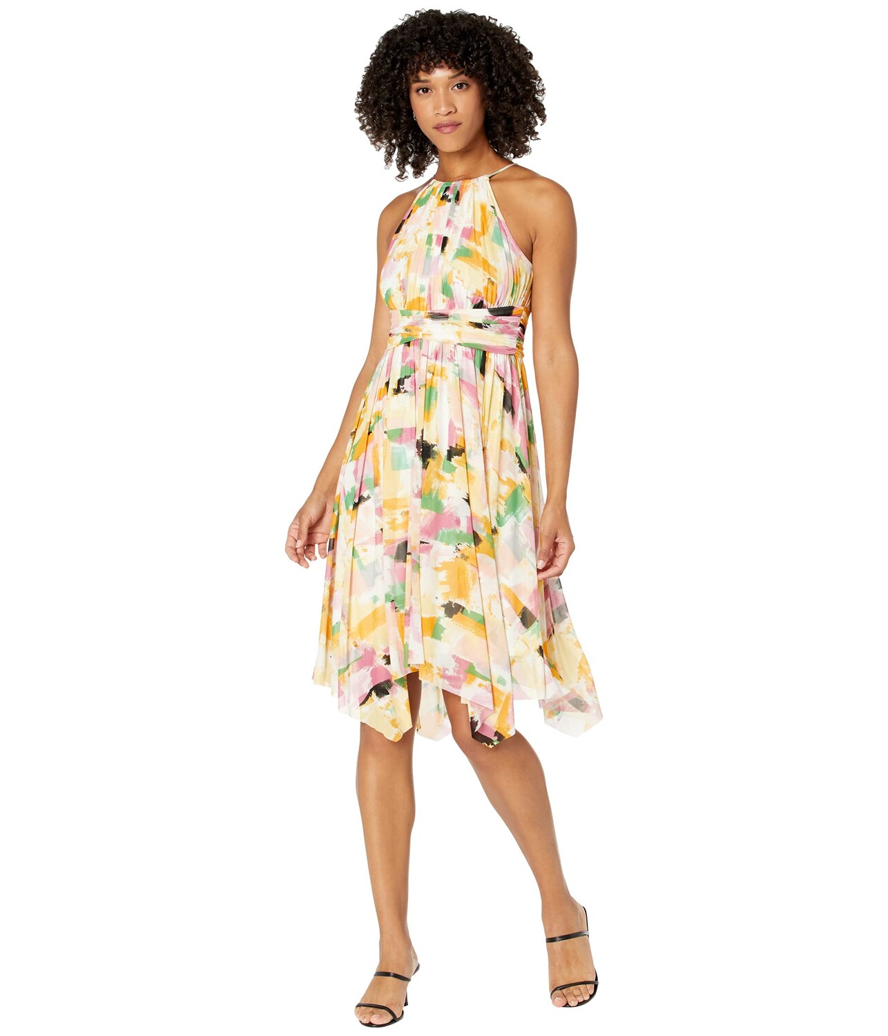 

Платье London Times, Halter Ruched Waist Hanky Hem Midi