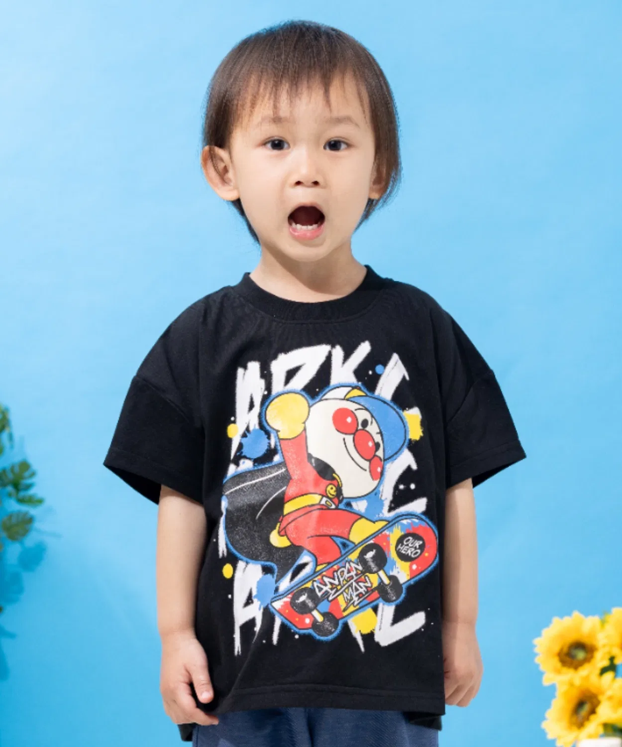 Детская футболка с принтом Anpanman Street ANPANMAN KIDS COLLECTION, Black