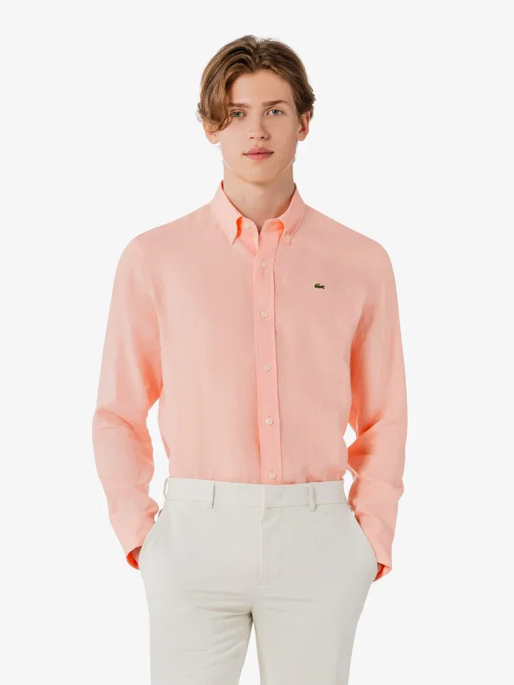 Рубашка с длинным рукавом льняная LACOSTE, Pink
