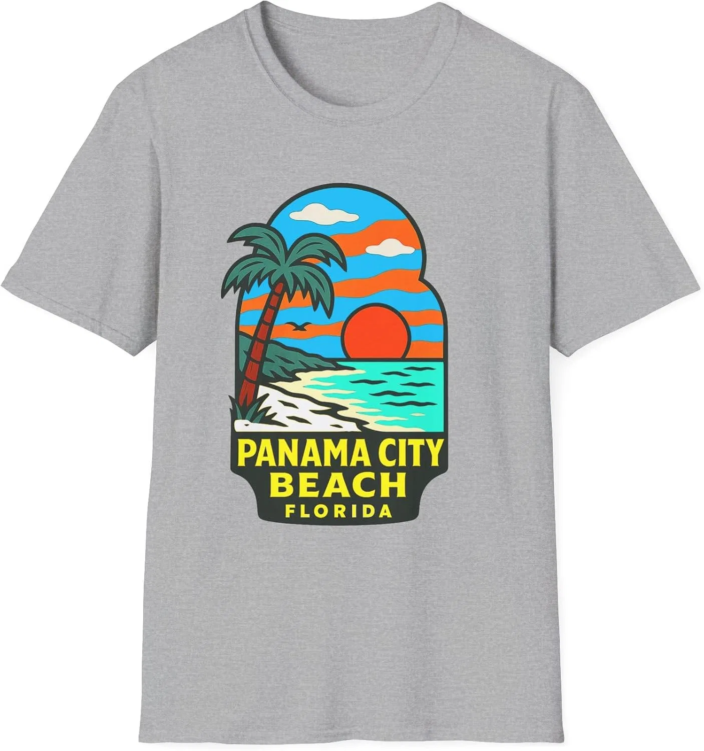 Женская футболка с принтом Panama City Beach Gildan, Sport Grey
