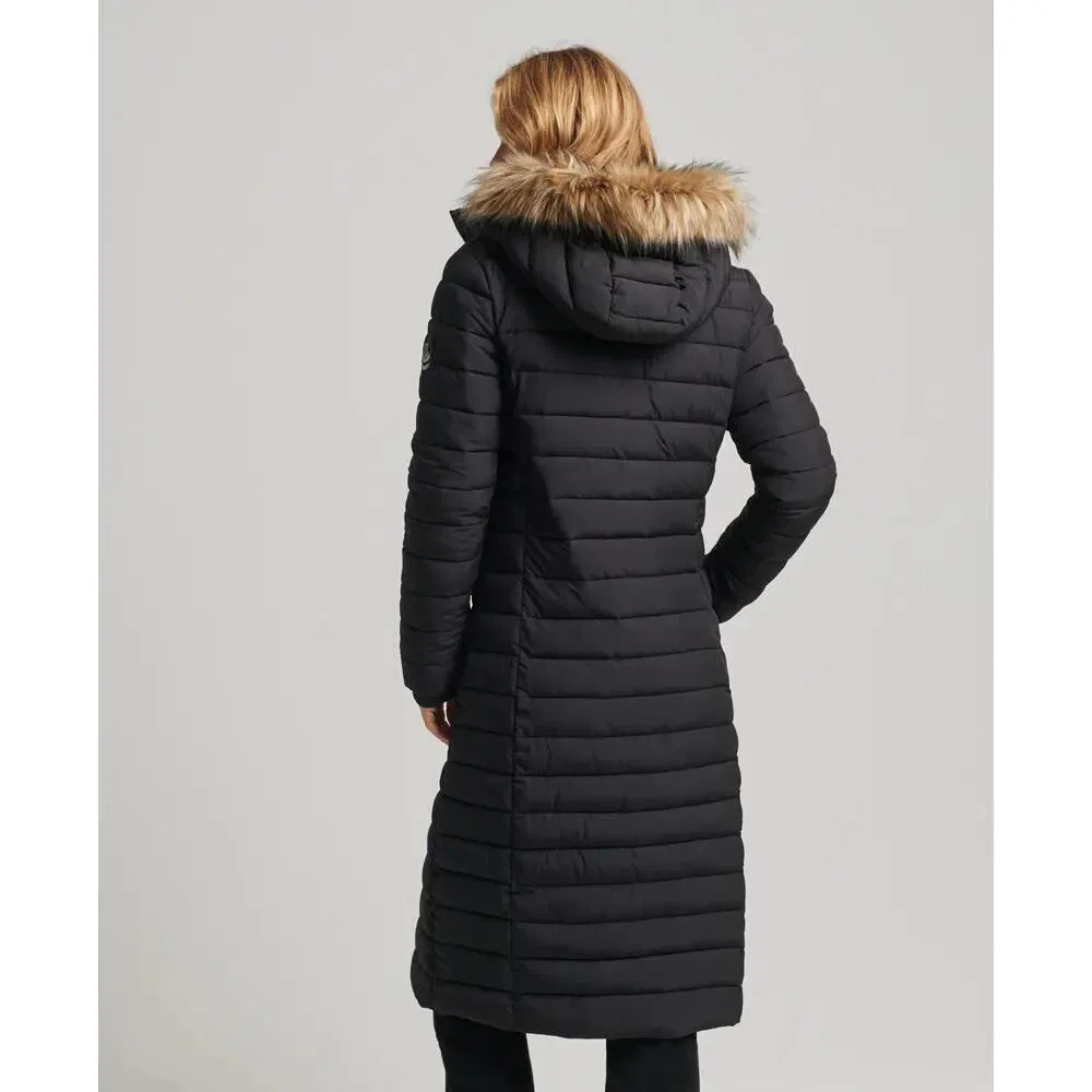 Женское пальто с длинным кроем Super Longline Fuji Superdry, ЧЕРНЫЙ — фото 2