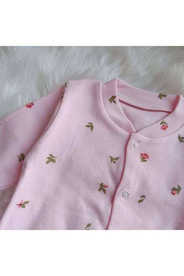 Детский комбинезон для девочек хлопковый Crispy floral cotton baby jumpsuit Nayinom, Pink — фото 2