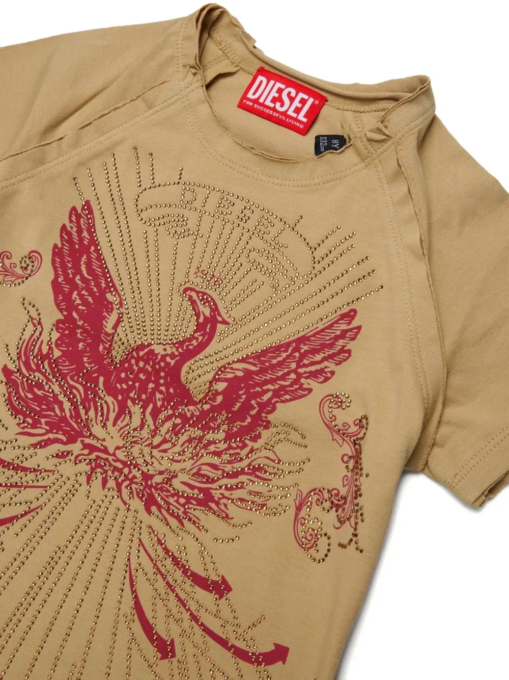Футболка с графичным принтом Diesel Kids, бежевый — фото 3