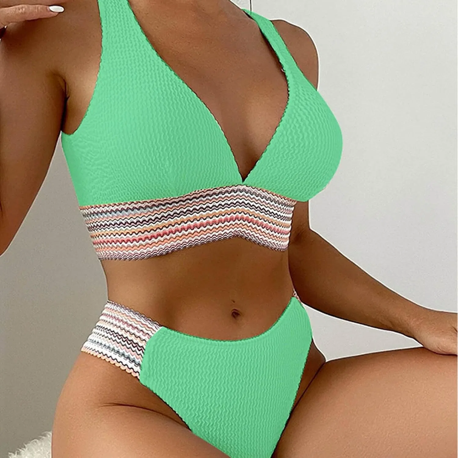 Женский бикини-комплект с эффектом push-up Generic, Green — фото 4