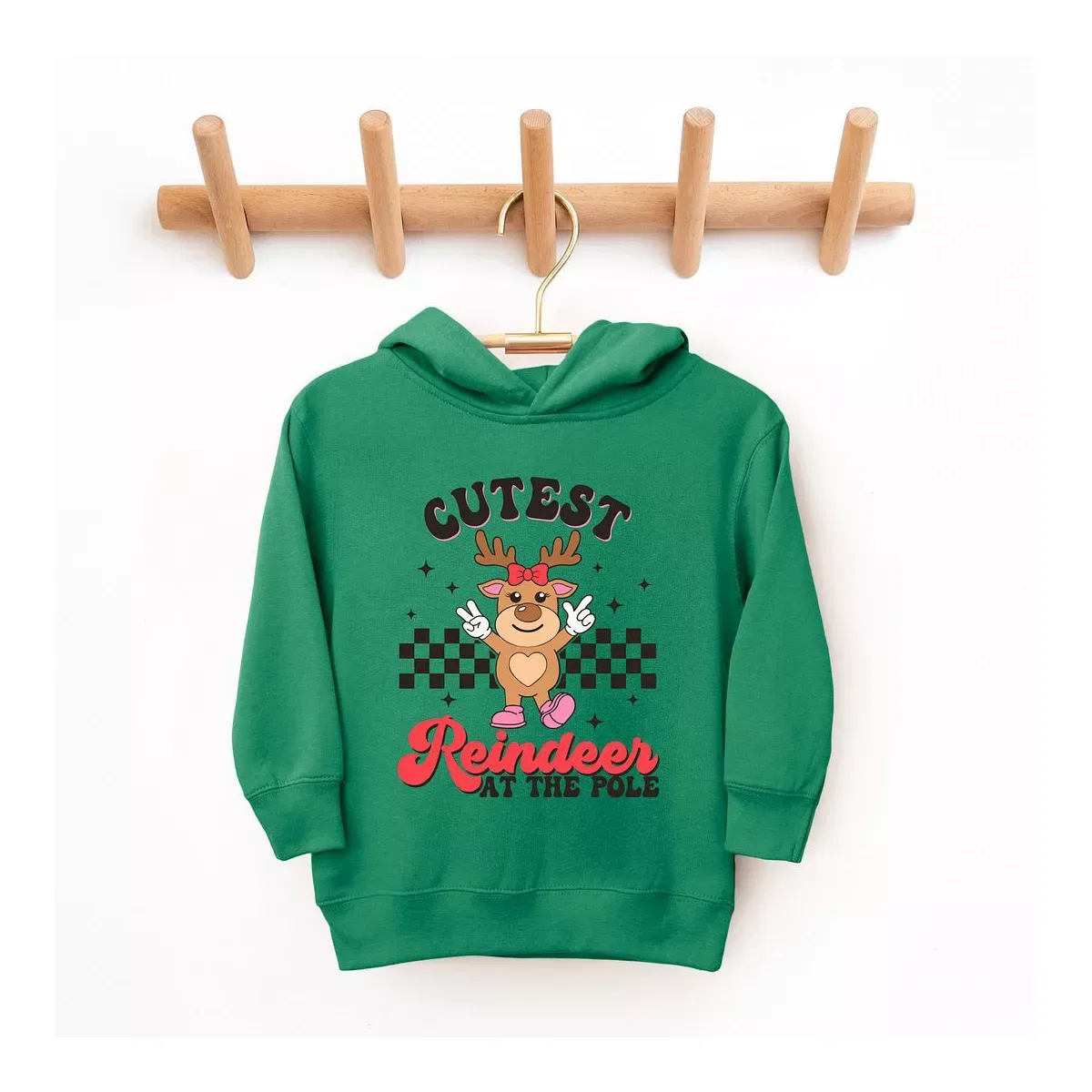 Детское худи с принтом Cutest Reindeer At The Pole The Juniper Shop, Kelly