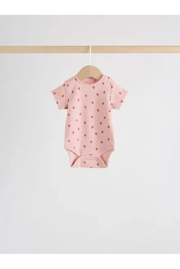 Детское боди-комбинезон для девочек с коротким рукавом с принтом 5-pack Next Baby, Pink — фото 3