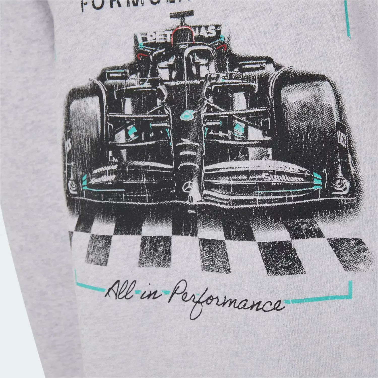 Детское худи с капюшоном и вышивкой Mercedes-AMG Petronas Formula 1 Team Graphic Hood 02 Adidas Performance, светло-серый меланж — фото 4