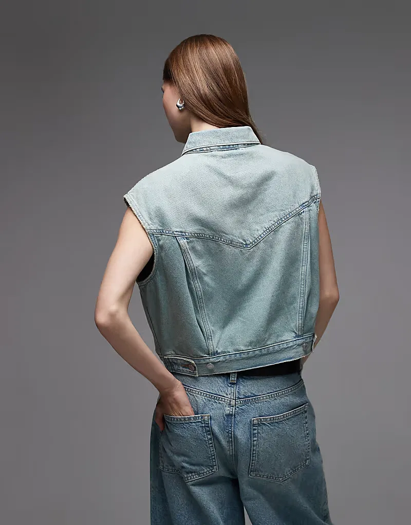 Джинсовый жилет-трак в стиле 90-х Levis Levi's, светло-синий — фото 4