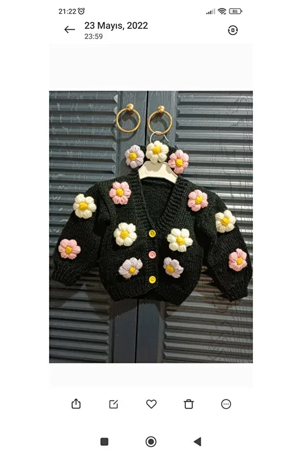 Детский кардиган для девочек с цветочным принтом El Örgüsü Cici Bebe, Black