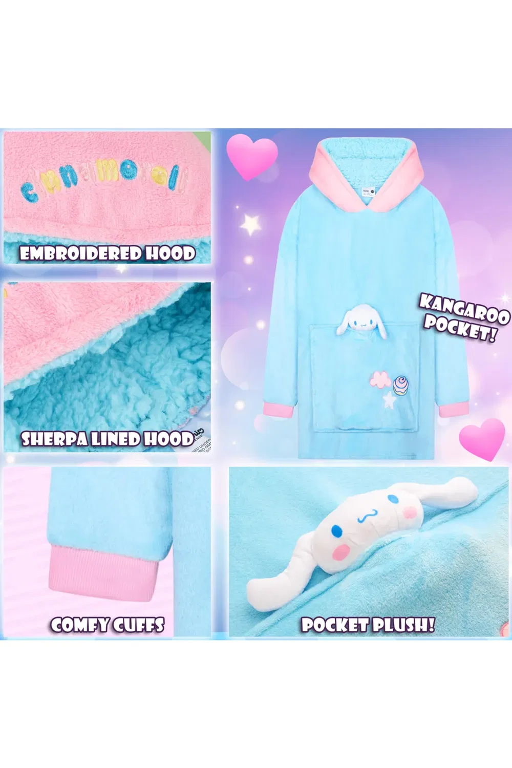 Худи-плед с плюшевой аппликацией Hello Kitty, Blue — фото 4